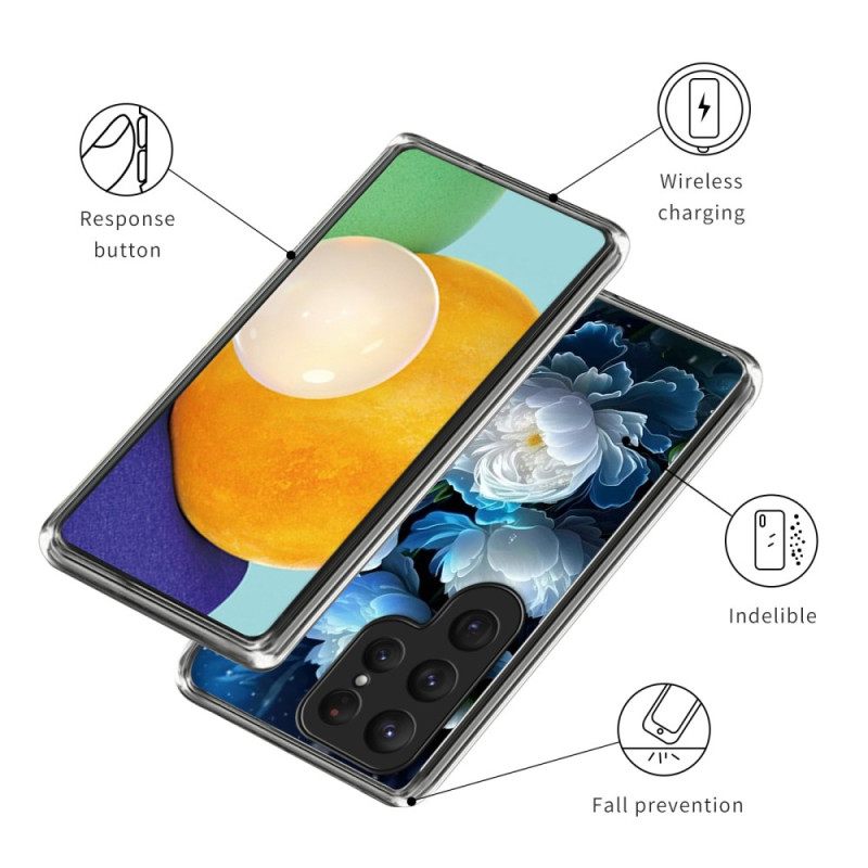 Κάλυμμα Samsung Galaxy S25 Ultra 5g Λευκή Παιώνια Σιλικόνης