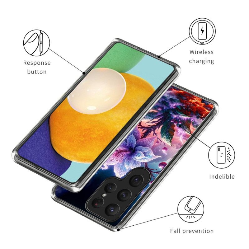 Κάλυμμα Samsung Galaxy S25 Ultra 5g Μωβ Λουλούδια