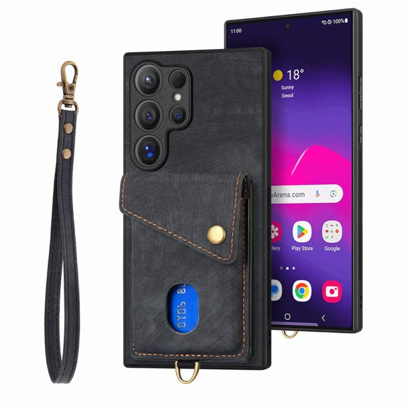 Κάλυμμα Samsung Galaxy S25 Ultra 5g Σουέτ Με Θήκη Για Κάρτες Και Βάση Σιλικόνης