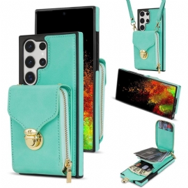 Κάλυμμα Samsung Galaxy S25 Ultra 5g Θήκες Κινητών Πορτοφόλι Με Φερμουάρ Και Ώμο