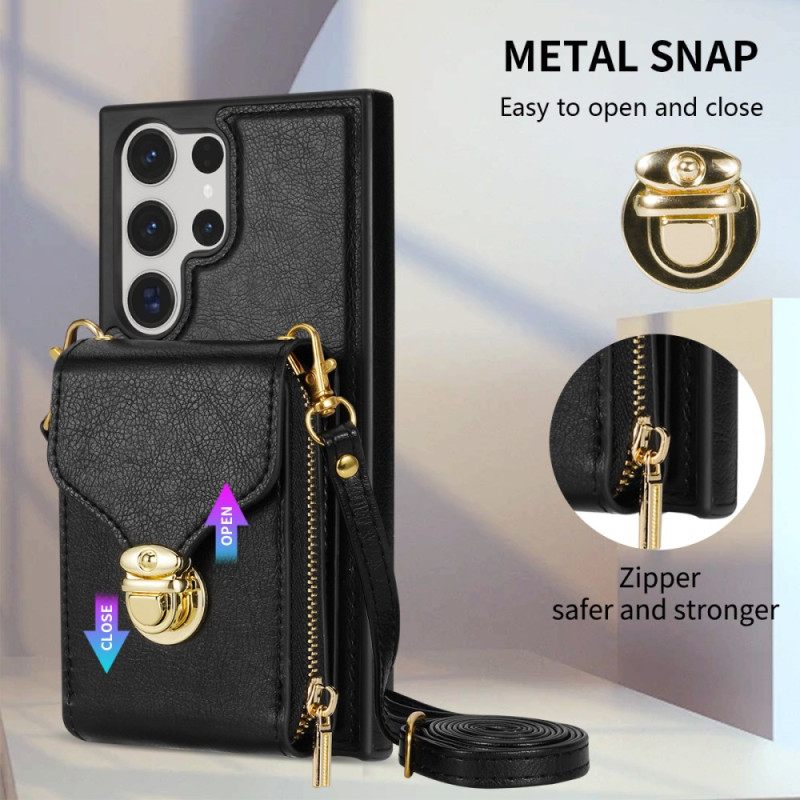 Κάλυμμα Samsung Galaxy S25 Ultra 5g Θήκες Κινητών Πορτοφόλι Με Φερμουάρ Και Ώμο