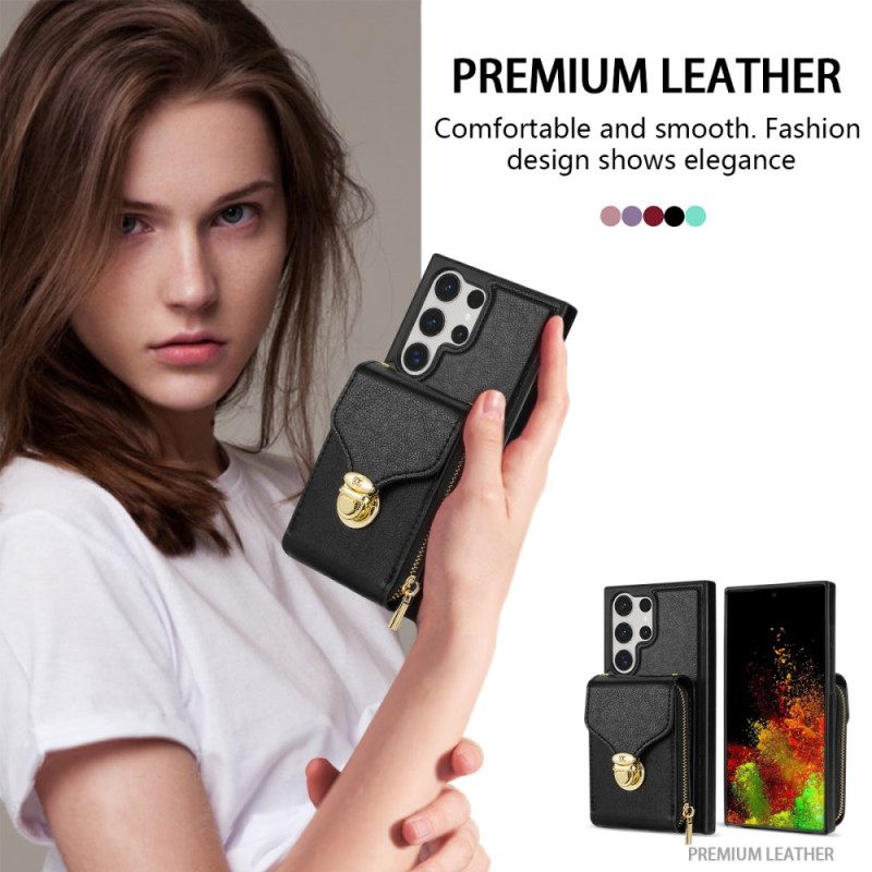 Κάλυμμα Samsung Galaxy S25 Ultra 5g Θήκες Κινητών Πορτοφόλι Με Φερμουάρ Και Ώμο