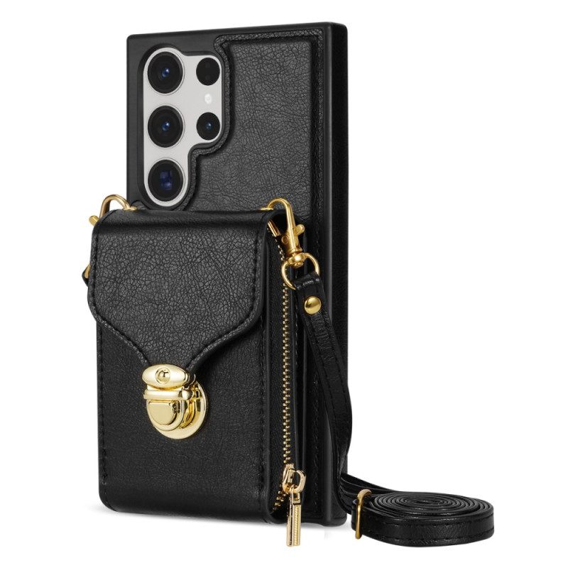 Κάλυμμα Samsung Galaxy S25 Ultra 5g Θήκες Κινητών Πορτοφόλι Με Φερμουάρ Και Ώμο