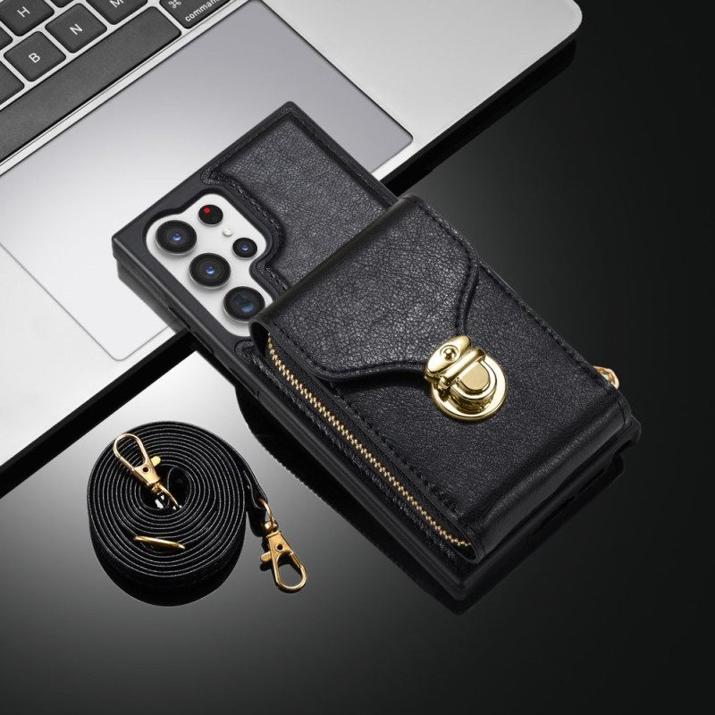 Κάλυμμα Samsung Galaxy S25 Ultra 5g Θήκες Κινητών Πορτοφόλι Με Φερμουάρ Και Ώμο