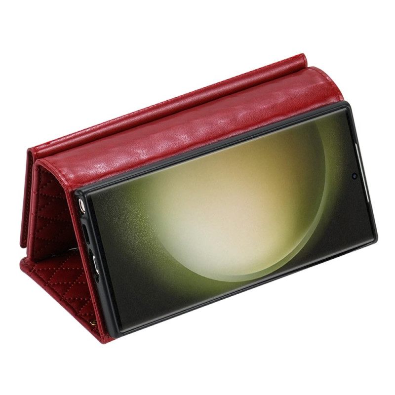 Θηκη Κινητου Samsung Galaxy S25 Ultra 5g Καπιτονέ Πορτοφόλι Με Λουράκι Ώμου