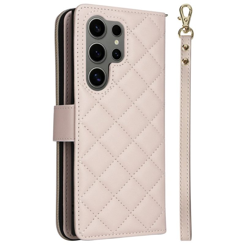 Θηκη Κινητου Samsung Galaxy S25 Ultra 5g Θήκες Κινητών Καπιτονέ Πορτοφόλι Με Λουράκι Και Λουράκι Ώμου