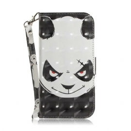 δερματινη θηκη Xiaomi Redmi Note 8 Pro με κορδονι Angry Panda Με Λουράκι