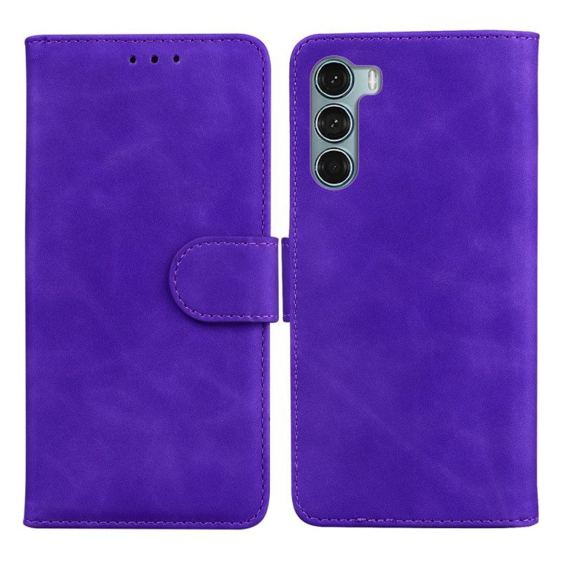 Κάλυμμα Moto G200 5G Μονόχρωμο Δερμάτινο Εφέ