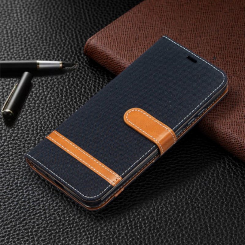 Κάλυμμα Xiaomi Redmi 9A με κορδονι Λουράκι Με Εφέ Από Ύφασμα Και Δέρμα