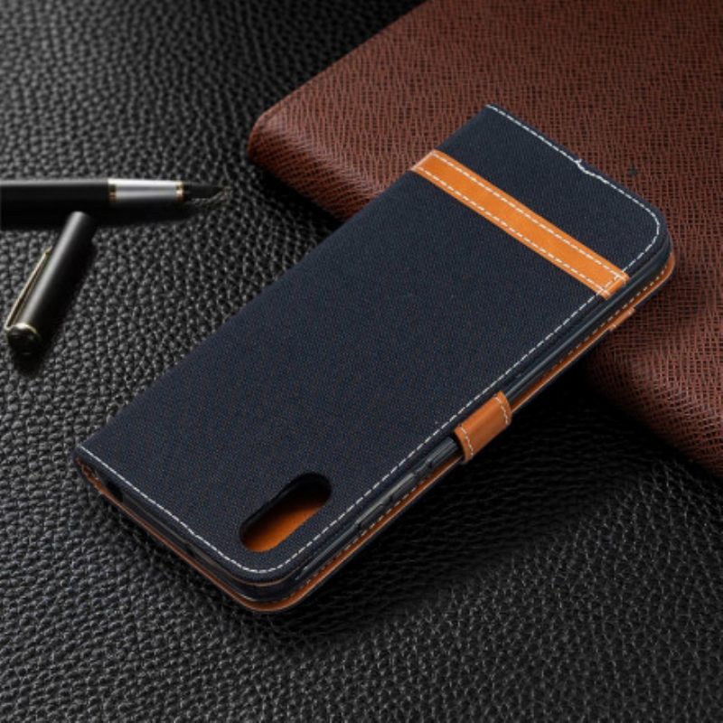 Κάλυμμα Xiaomi Redmi 9A με κορδονι Λουράκι Με Εφέ Από Ύφασμα Και Δέρμα