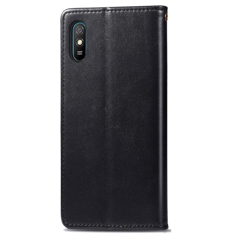 Κάλυμμα Xiaomi Redmi 9A Συνθετικό Δέρμα Και Vintage Κούμπωμα