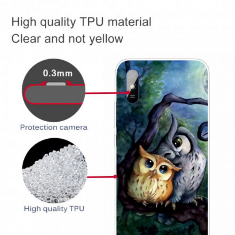θηκη κινητου Xiaomi Redmi 9A Ζωγραφίζοντας Κουκουβάγιες