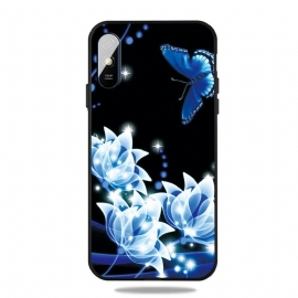 Θήκη Xiaomi Redmi 9A Πεταλούδα Και Μπλε Λουλούδια