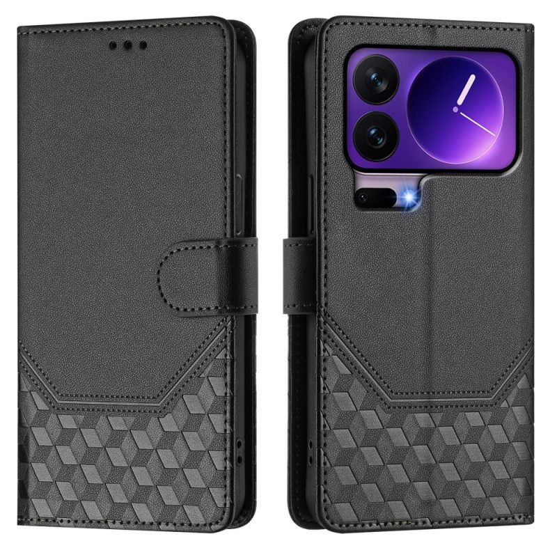 Δερματινη Θηκη Xiaomi 17 Pro Κλείδωμα Rfid Και Σχέδιο Κηρήθρας Σιλικόνης