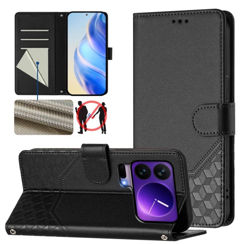 Δερματινη Θηκη Xiaomi 17 Pro Κλείδωμα Rfid Και Σχέδιο Κηρήθρας Σιλικόνης