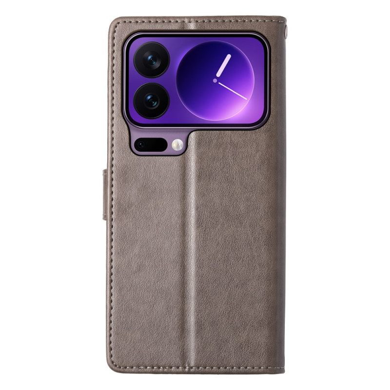 Δερματινη Θηκη Xiaomi 17 Pro Λουλουδάτο Σχέδιο Πεταλούδας Σιλικόνης