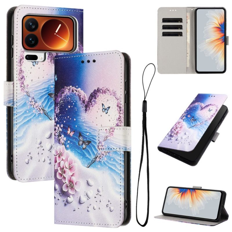 Δερματινη Θηκη Xiaomi 17 Pro Πεταλούδα Και Καρδιά