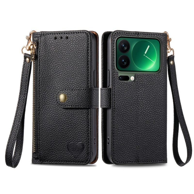 Δερματινη Θηκη Xiaomi 17 Pro Σχέδιο Καρδιάς Με Μπλοκάρισμα Rfid