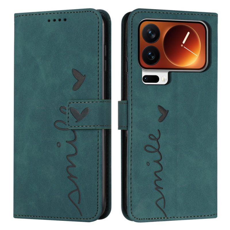 Δερματινη Θηκη Xiaomi 17 Pro Σχέδιο Με Καρδιά Και Χαμόγελο