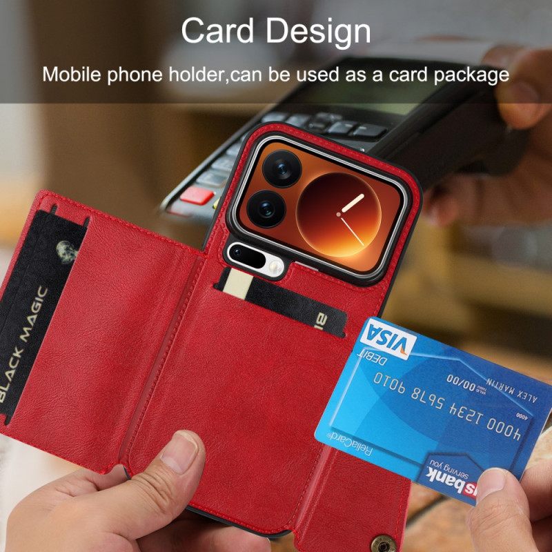 Δερματινη Θηκη Xiaomi 17 Pro Θήκη Καρτών Και Βάση Σιλικόνης