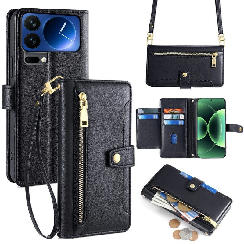 Δερματινη Θηκη Xiaomi 17 Pro Τσέπη Με Φερμουάρ Και Λουράκια