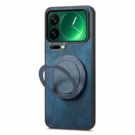 Κάλυμμα Xiaomi 17 Pro Περιστρεφόμενη Βάση Και Ρετρό Δερμάτινη Υφή Σιλικόνης