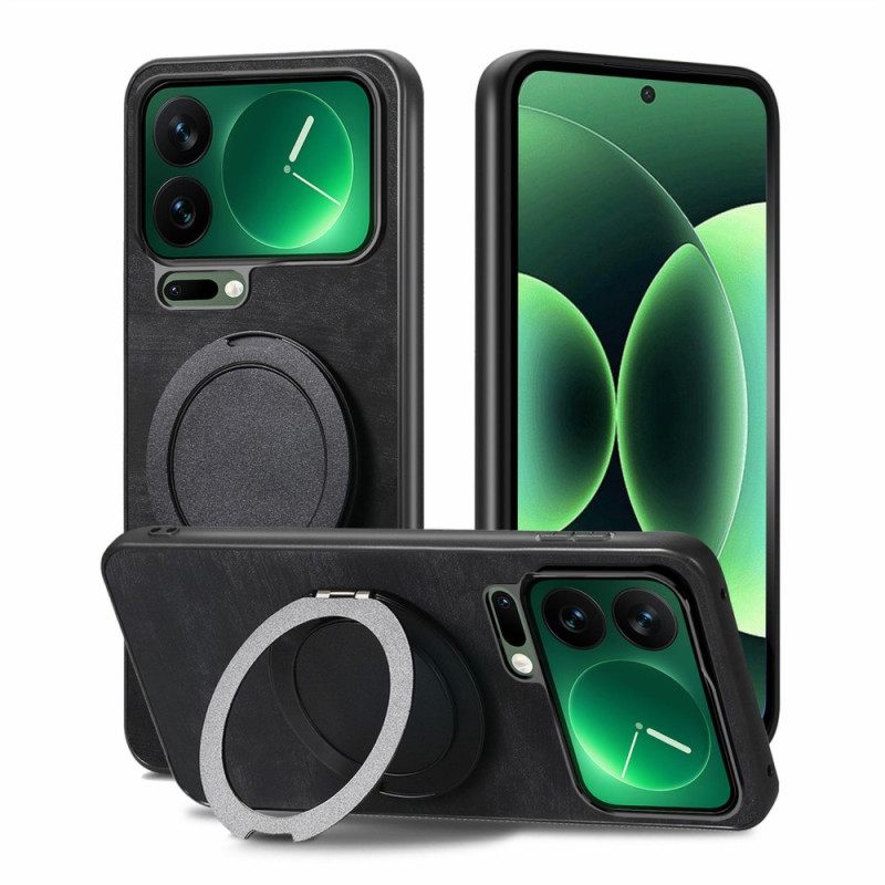 Κάλυμμα Xiaomi 17 Pro Περιστρεφόμενη Βάση Και Ρετρό Δερμάτινη Υφή Σιλικόνης