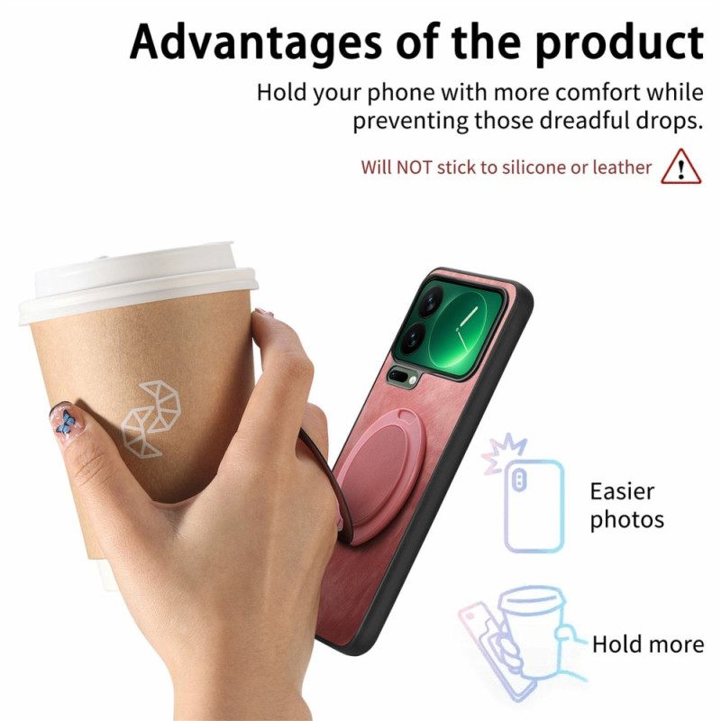 Κάλυμμα Xiaomi 17 Pro Περιστρεφόμενη Βάση Και Ρετρό Δερμάτινη Υφή Σιλικόνης