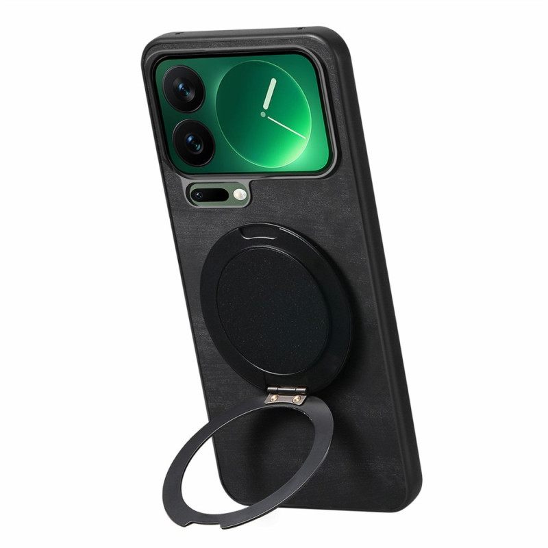 Κάλυμμα Xiaomi 17 Pro Περιστρεφόμενη Βάση Και Ρετρό Δερμάτινη Υφή Σιλικόνης