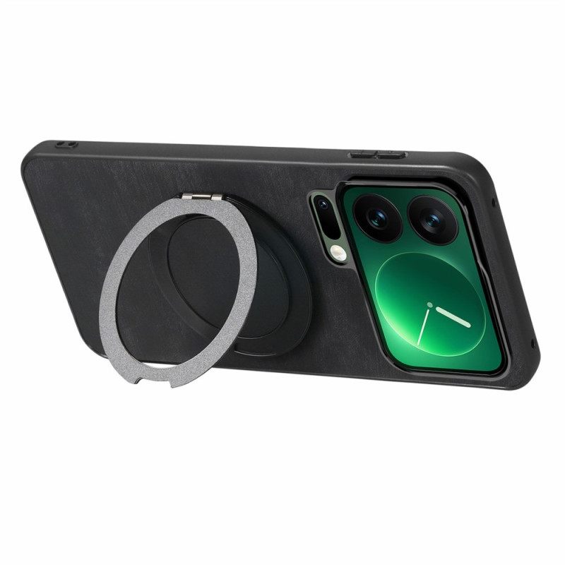 Κάλυμμα Xiaomi 17 Pro Περιστρεφόμενη Βάση Και Ρετρό Δερμάτινη Υφή Σιλικόνης