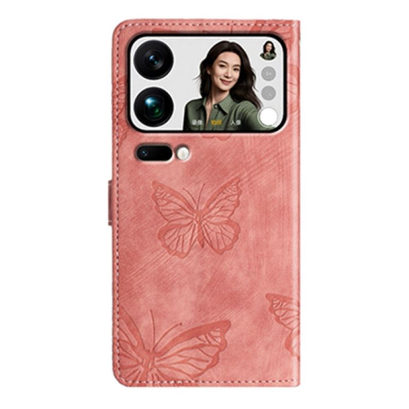 Θηκη Κινητου Xiaomi 17 Pro Σχέδιο Πεταλούδας Με Εφέ Σουέτ