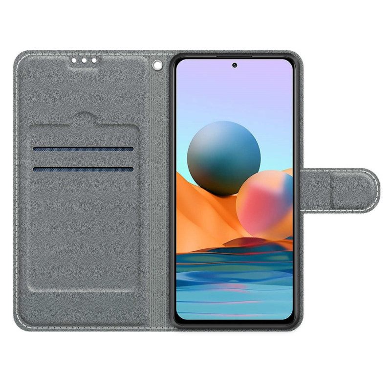 δερματινη θηκη Xiaomi Redmi Note 10 Pro με κορδονι Πολύ Χαριτωμένη Γάτα Με Λουράκι