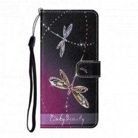 Θήκη Flip Xiaomi Redmi Note 10 Pro με κορδονι Strappy Dragonflies