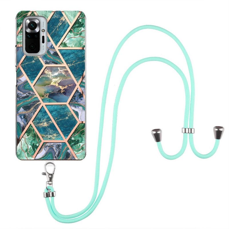 θηκη κινητου Xiaomi Redmi Note 10 Pro με κορδονι Μαρμάρινο Κορδόνι Premium