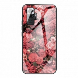 θηκη κινητου Xiaomi Redmi Note 10 Pro Ροζ Λουλούδια Από Σκληρυμένο Γυαλί