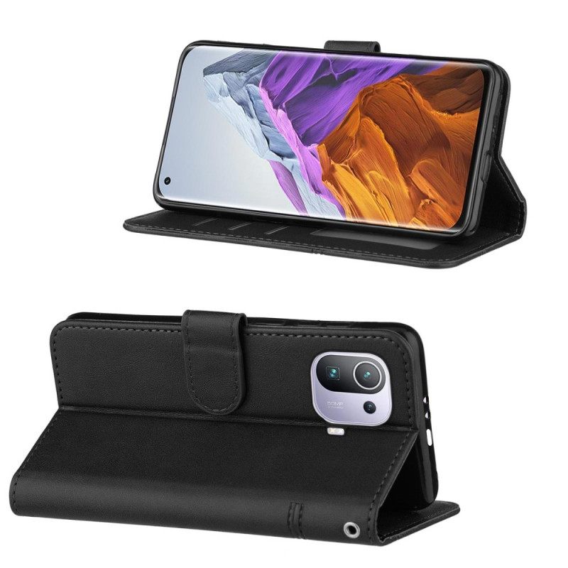 δερματινη θηκη Xiaomi Mi 11 Pro με κορδονι Γεωμετρικό Δερμάτινο Στυλ Με Λουράκια
