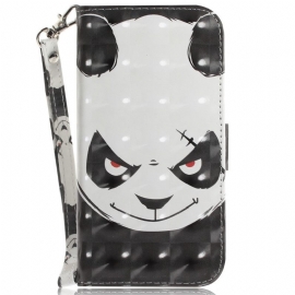 δερματινη θηκη OnePlus 10 Pro 5G με κορδονι Angry Panda Με Λουράκι
