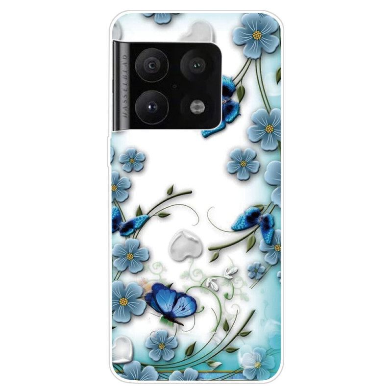 Θήκη OnePlus 10 Pro 5G Ρετρό Πεταλούδες Και Λουλούδια