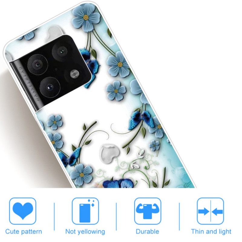 Θήκη OnePlus 10 Pro 5G Ρετρό Πεταλούδες Και Λουλούδια