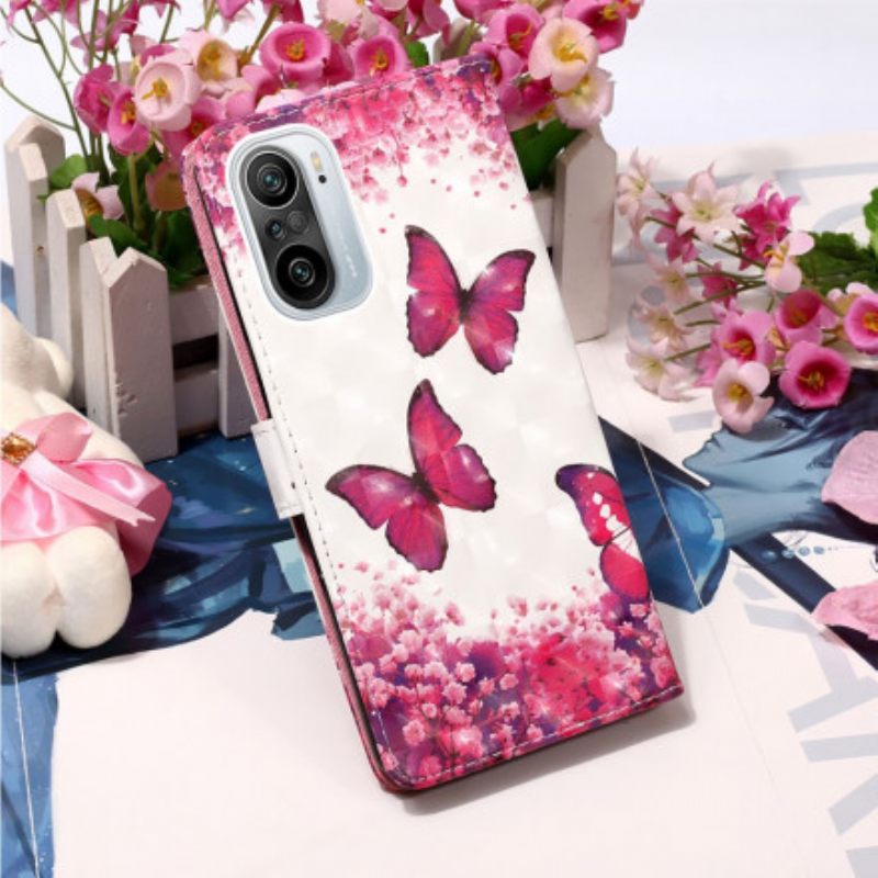 Θήκη Flip Xiaomi Mi 11i 5G / Poco F3 Κόκκινες Πεταλούδες