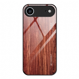 Κάλυμμα iPhone Air Εφέ Ξύλου Από Σκληρυμένο Γυαλί Σιλικόνης