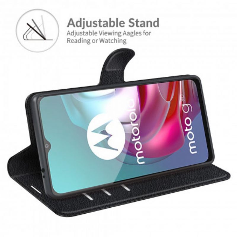 δερματινη θηκη Moto G10 / G30 Κλασικό Εφέ Λίτσι