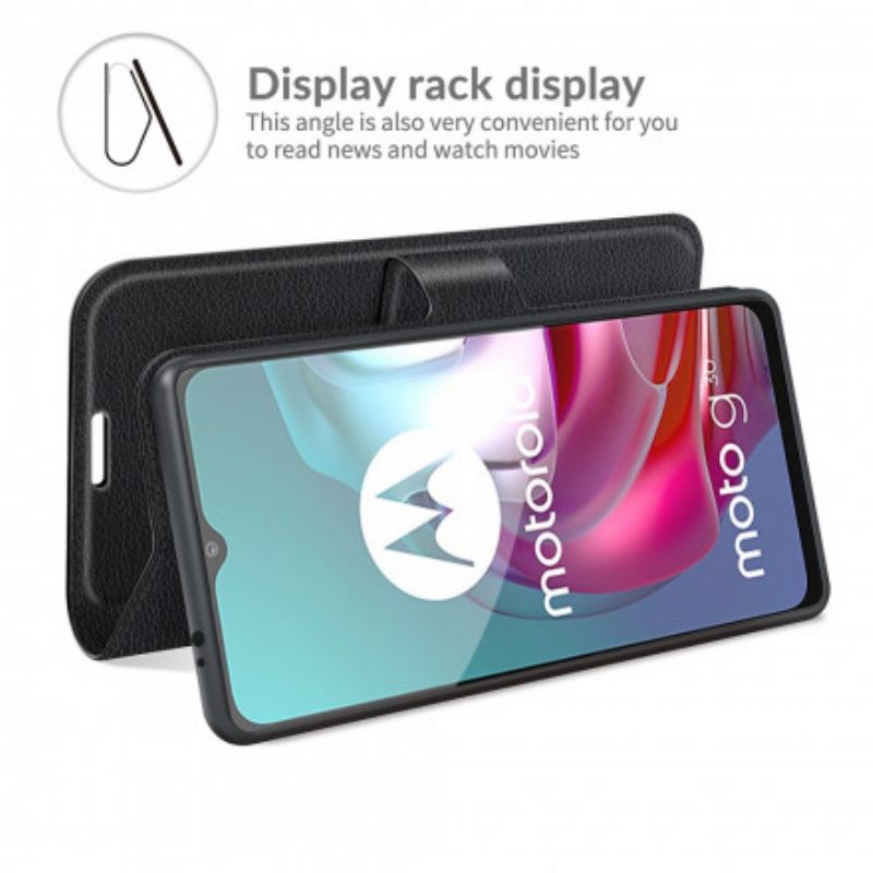 δερματινη θηκη Moto G10 / G30 Κλασικό Εφέ Λίτσι