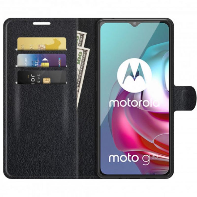 δερματινη θηκη Moto G10 / G30 Κλασικό Εφέ Λίτσι