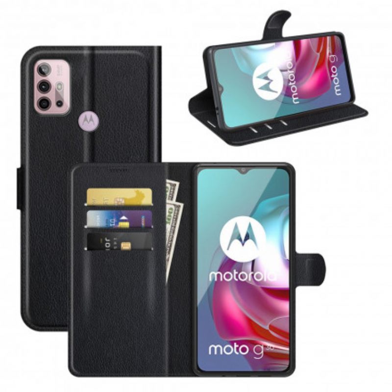 δερματινη θηκη Moto G10 / G30 Κλασικό Εφέ Λίτσι