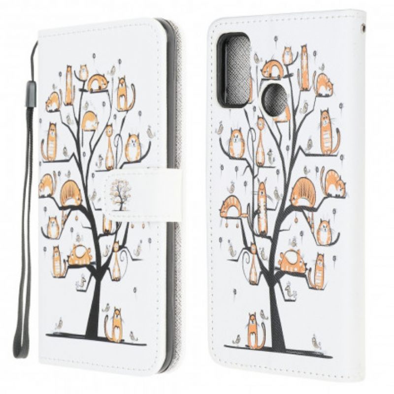 Κάλυμμα Moto G10 / G30 με κορδονι Funky Cats Με Λουράκι