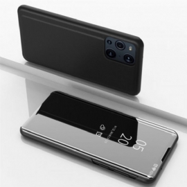 θηκη κινητου Oppo Find X3 / X3 Pro Καθρέφτης Και Συνθετικό Δέρμα
