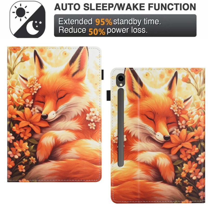 Δερματινη Θηκη Samsung Galaxy Tab S10 Fe Αλεπού Με Λουλούδια