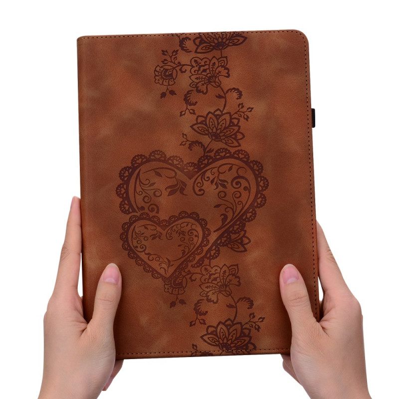 Δερματινη Θηκη Samsung Galaxy Tab S10 Fe Καρδιές Σιλικόνης