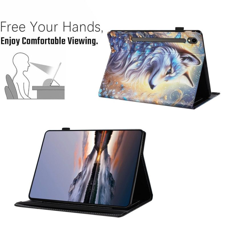 Δερματινη Θηκη Samsung Galaxy Tab S10 Fe Λευκός Λύκος Σιλικόνης